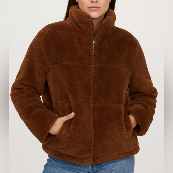 Blashe Jackets & Blazers - Blashe Camel Brown Faux Fur Cropped Coat
